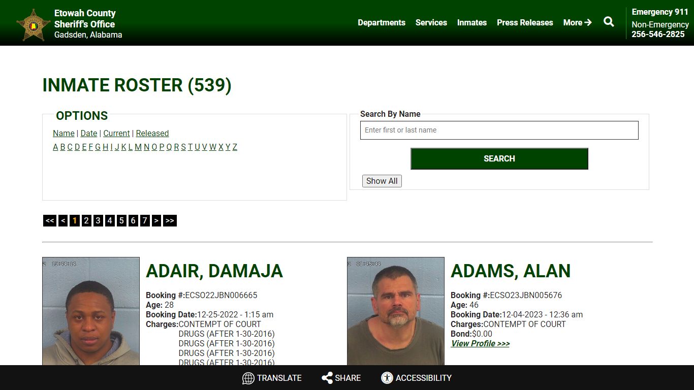 Inmate Roster - Current Inmates - Etowah County Sheriff's Office